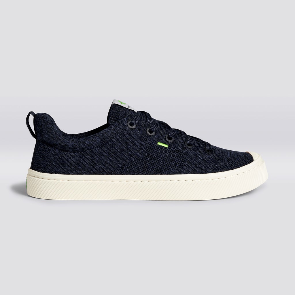 IBI Cariuma Low Top Bamboo Weave Knit Vegan Bleu Marine Homme | RWW-1244576